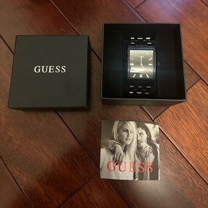 Guess Black Ion Plated Mens Watch Index Diamond U13517G1